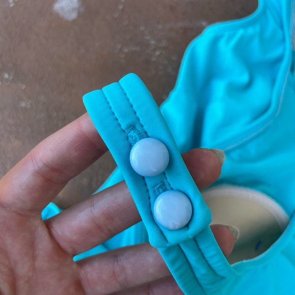 Vintage 90s seawaves teal one piece swim dress sz m - Picture 7 of 8